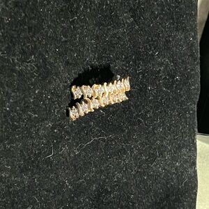 14K Yellow Gold Dangle S Bar Diamond Earrings w/ 14K White Gold/push backs.